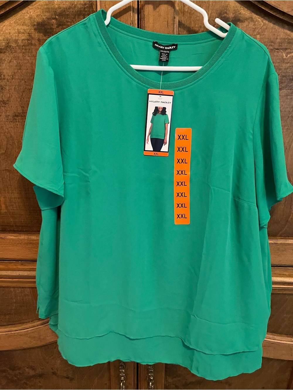 XXL Hilary Radley Emerald Green Short Sleeve Blouse